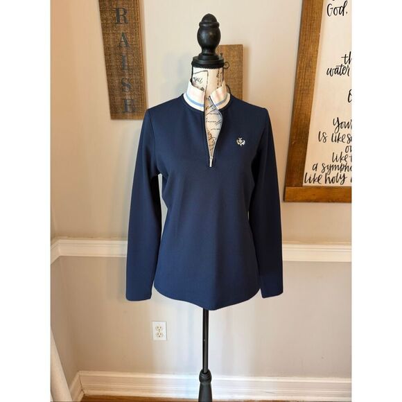 Lady Hagen Tops - Lady Hagen Women's Quarter-Zip Mock Neck Long Sleeve Golf Top Navy Blue Small